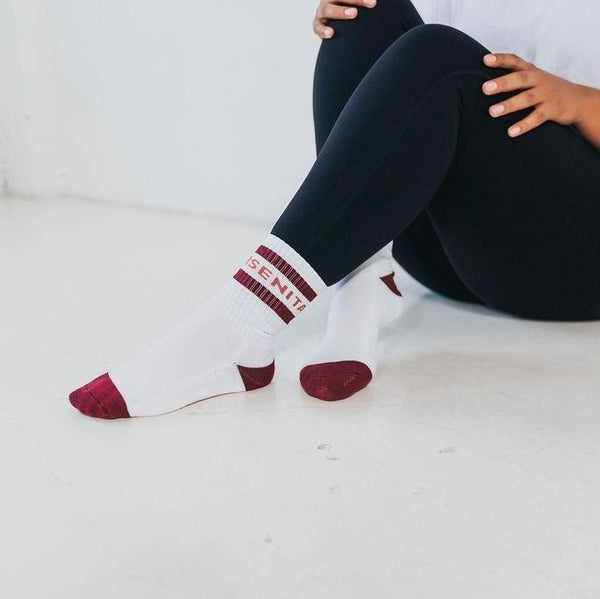 Senita Crew Socks - White/Black  Crew socks, Senita athletics, Socks and  heels