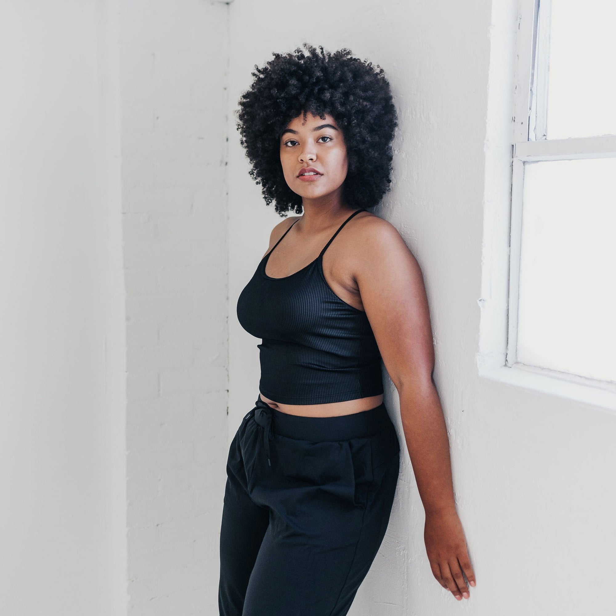 Ava Crop Top - Ribbed Black - Senita Athletics