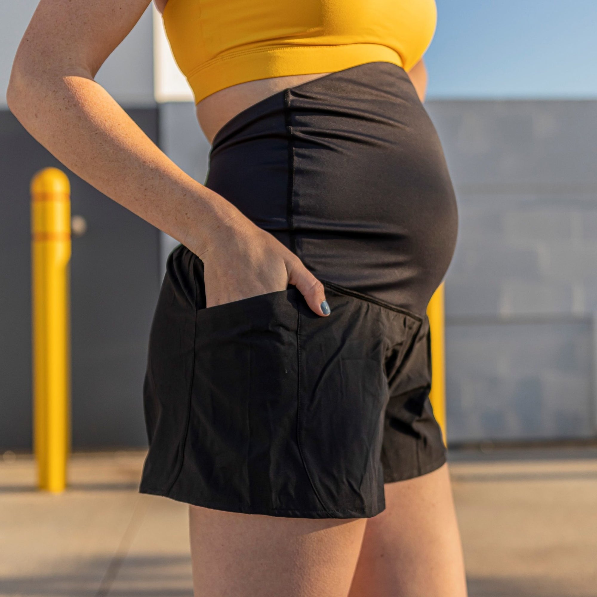 Belly Support Maternity Shorts - Black - Senita Athletics
