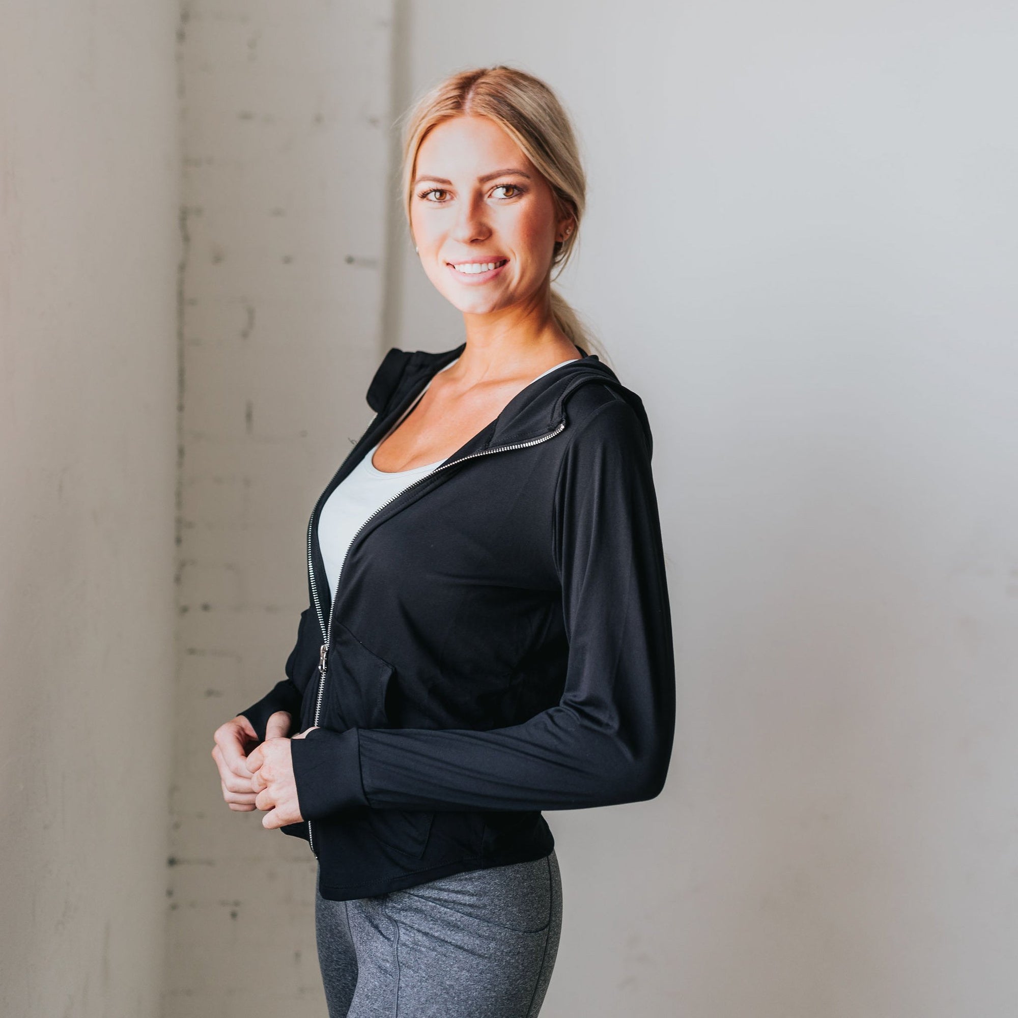 Bestie Zip Up Hoodie - Black - Senita Athletics