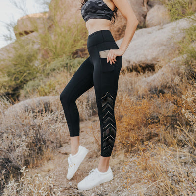 Denali Laser Cut Capris - Black - Senita Athletics