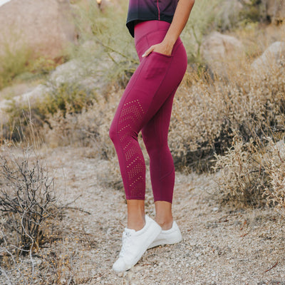 Denali Laser Cut Capris - Merlot - Senita Athletics