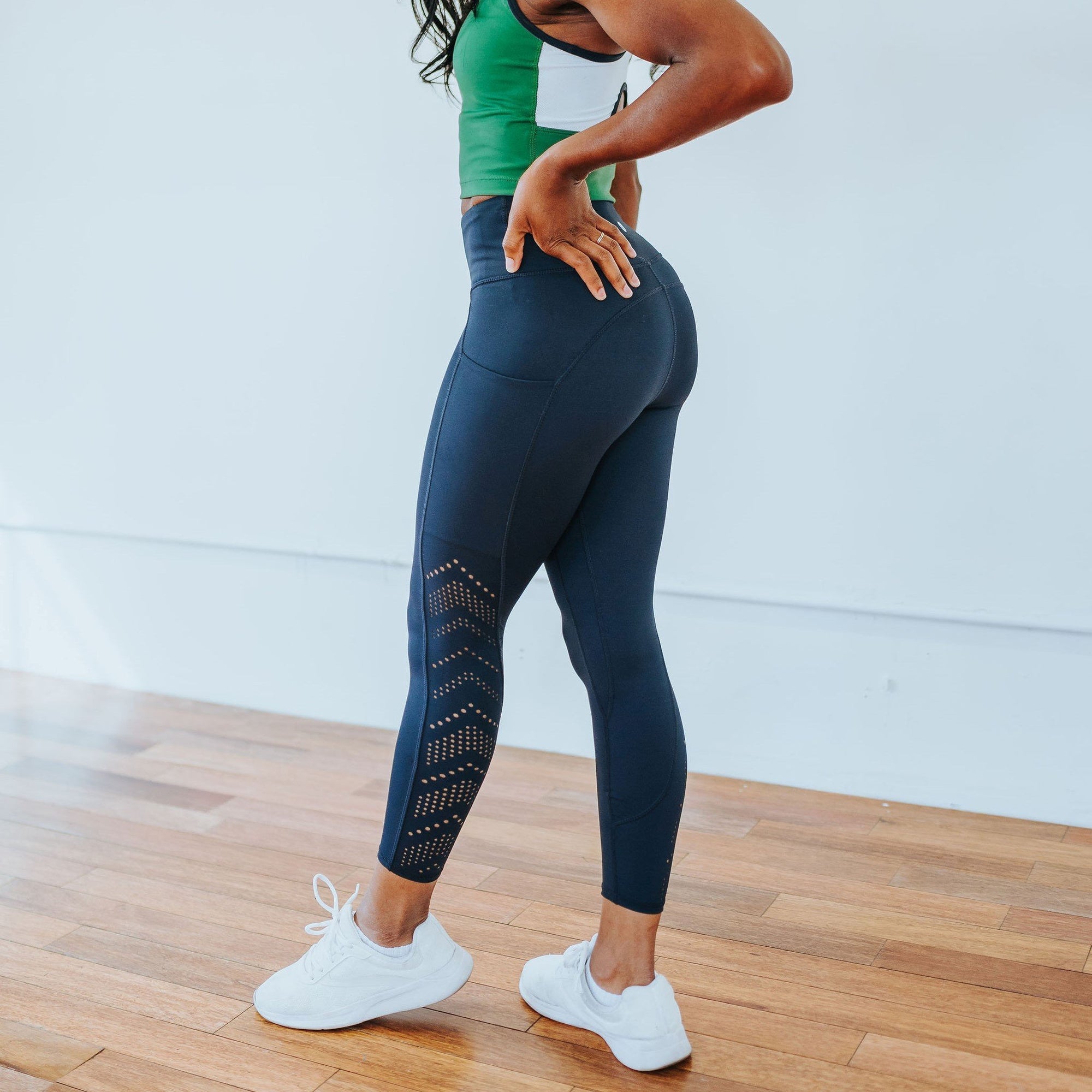 Denali Laser Cut Capris - Navy - Senita Athletics