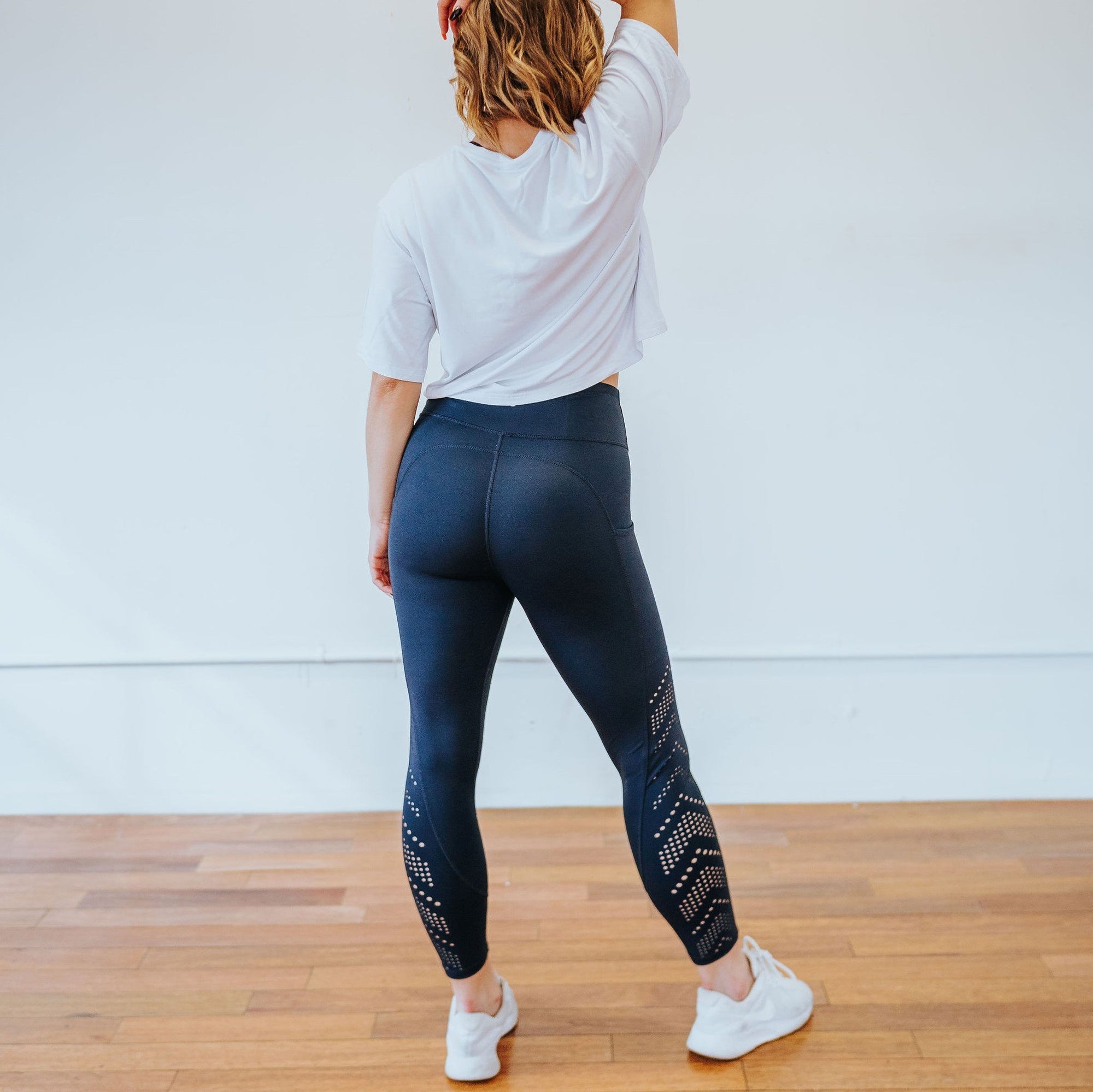 Denali Laser Cut Capris - Navy - Senita Athletics