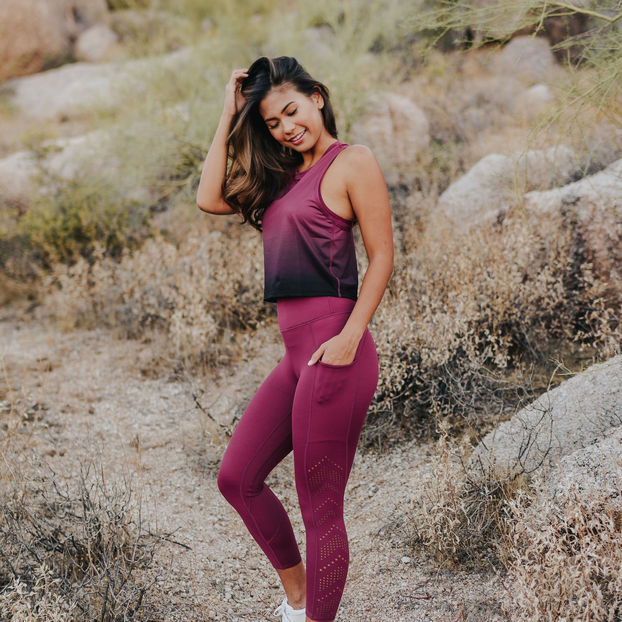 Energy Cropped Tank Top - Merlot Ombre - Senita Athletics