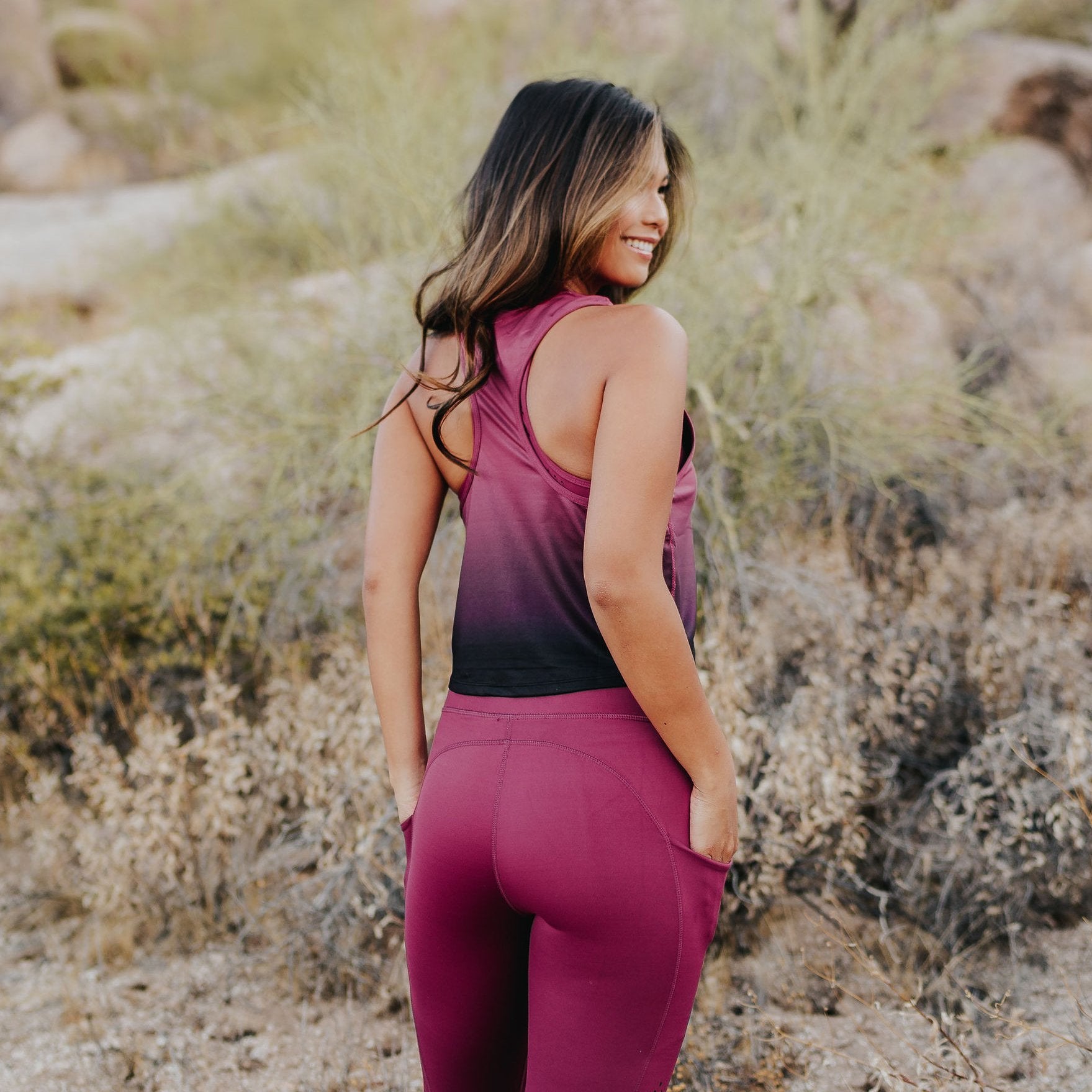 Energy Cropped Tank Top - Merlot Ombre - Senita Athletics