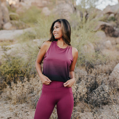 Energy Cropped Tank Top - Merlot Ombre - Senita Athletics