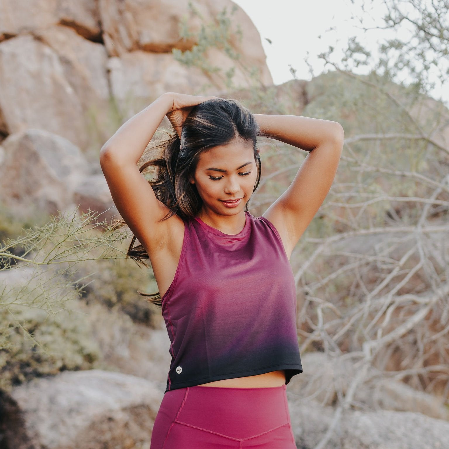 Energy Cropped Tank Top - Merlot Ombre - Senita Athletics