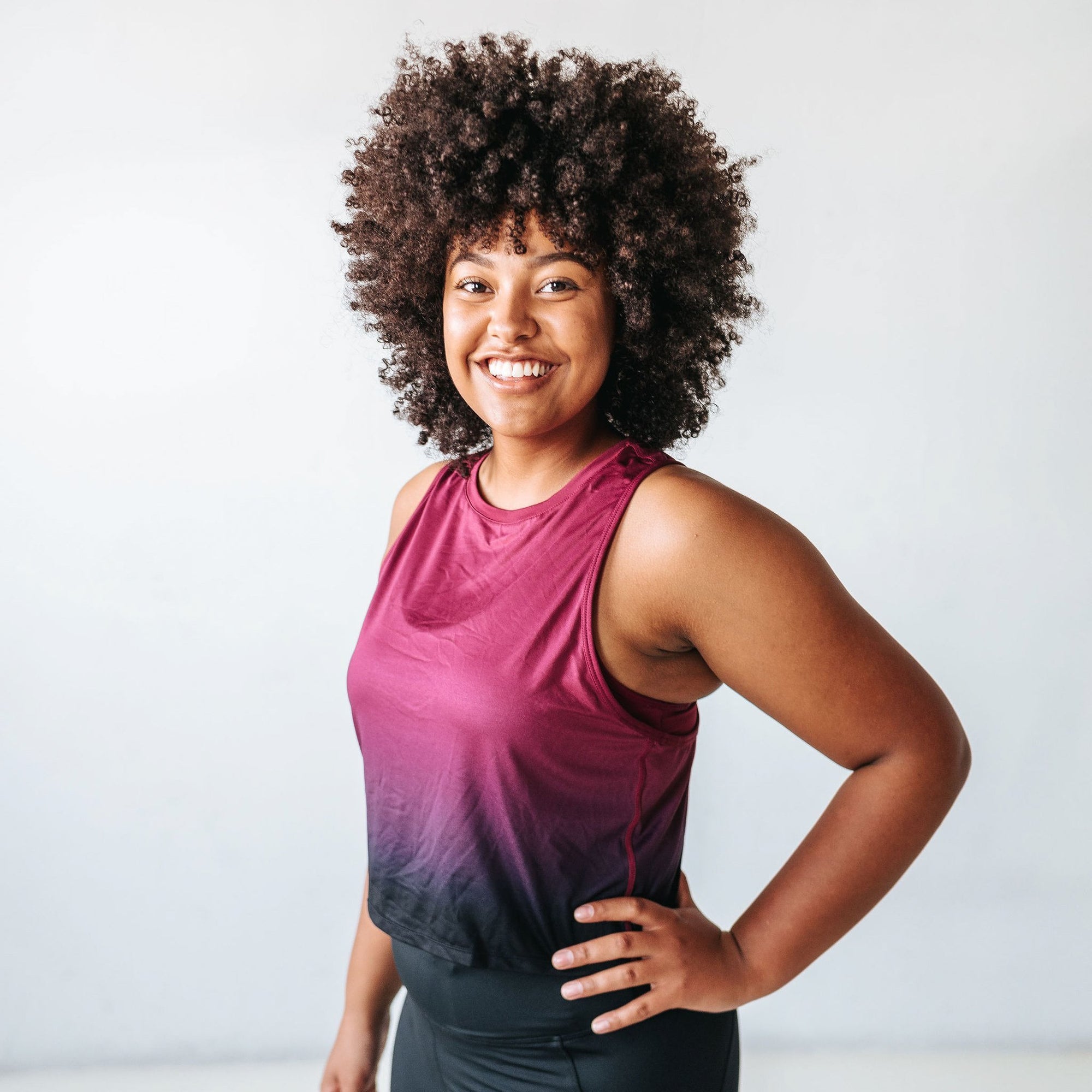 Energy Cropped Tank Top - Merlot Ombre - Senita Athletics