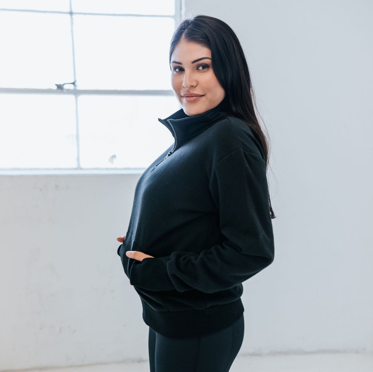 Hailey Classic Half Zip - Black - Senita Athletics