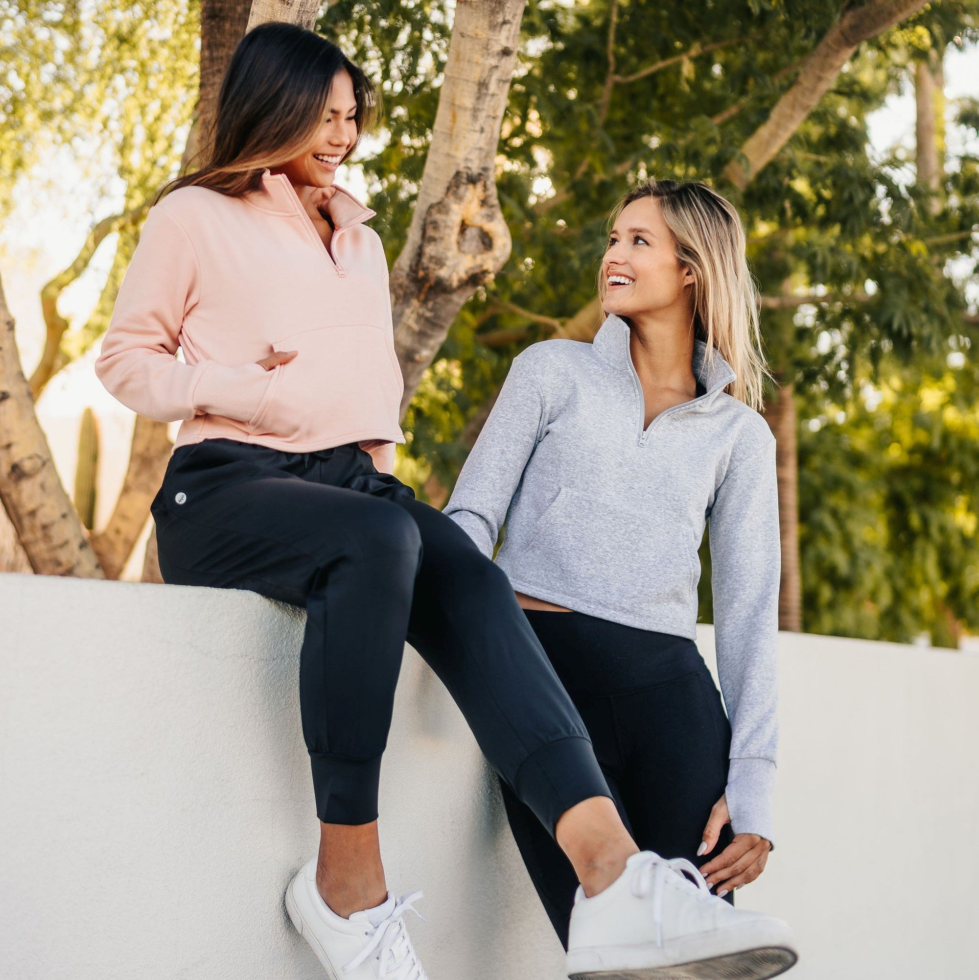 Hailey Cropped Half Zip - Blush - Senita Athletics