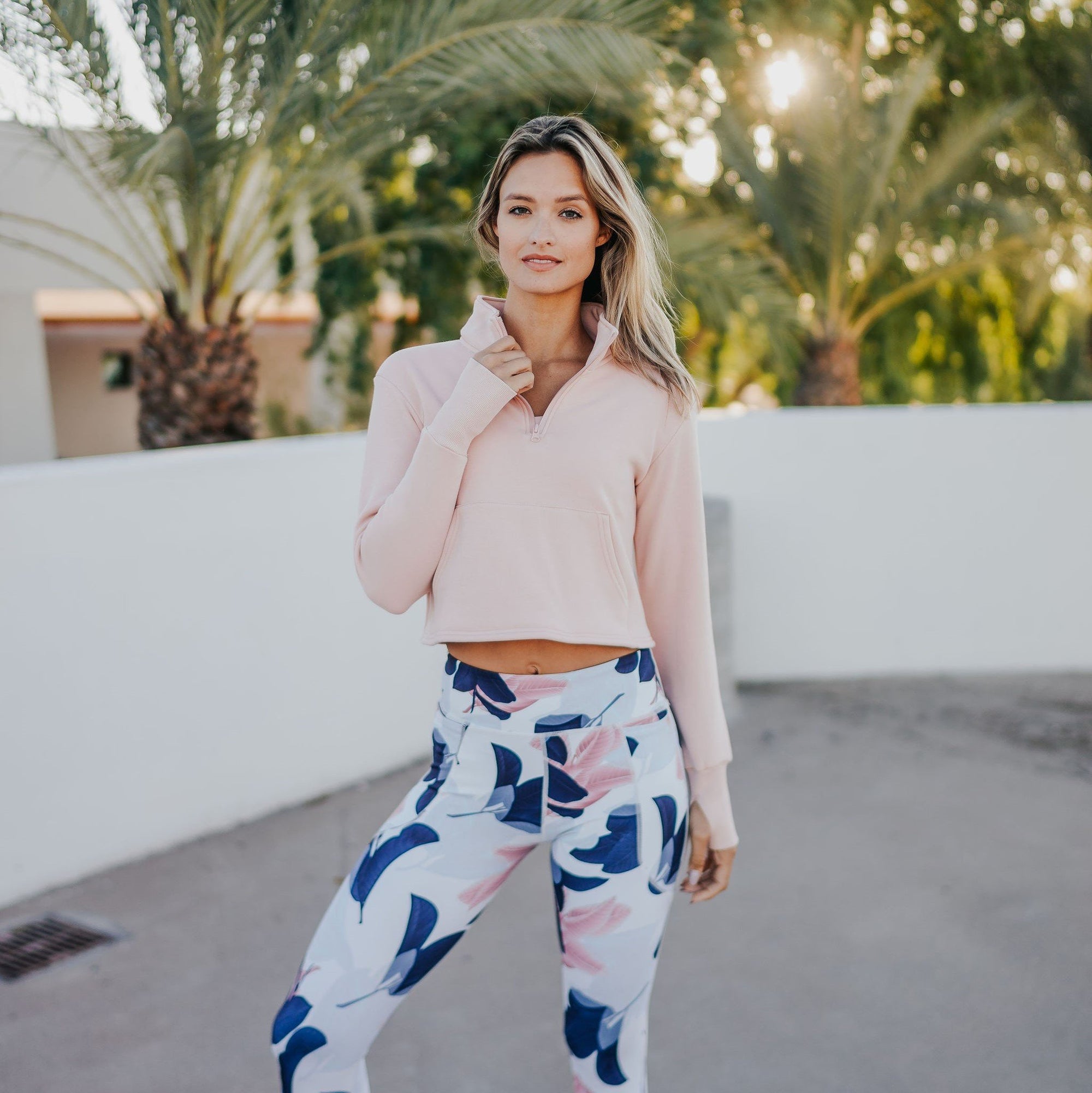 Hailey Cropped Half Zip - Blush - Senita Athletics
