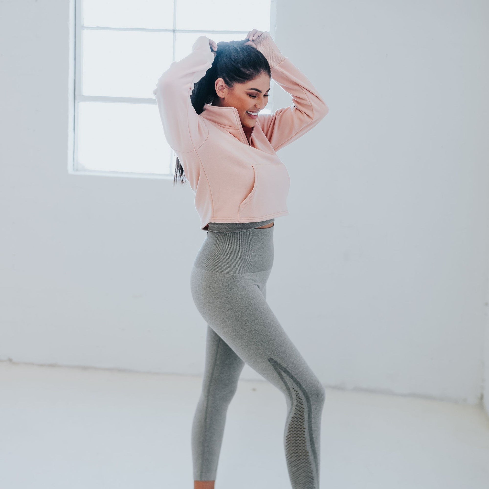 Hailey Cropped Half Zip - Blush - Senita Athletics