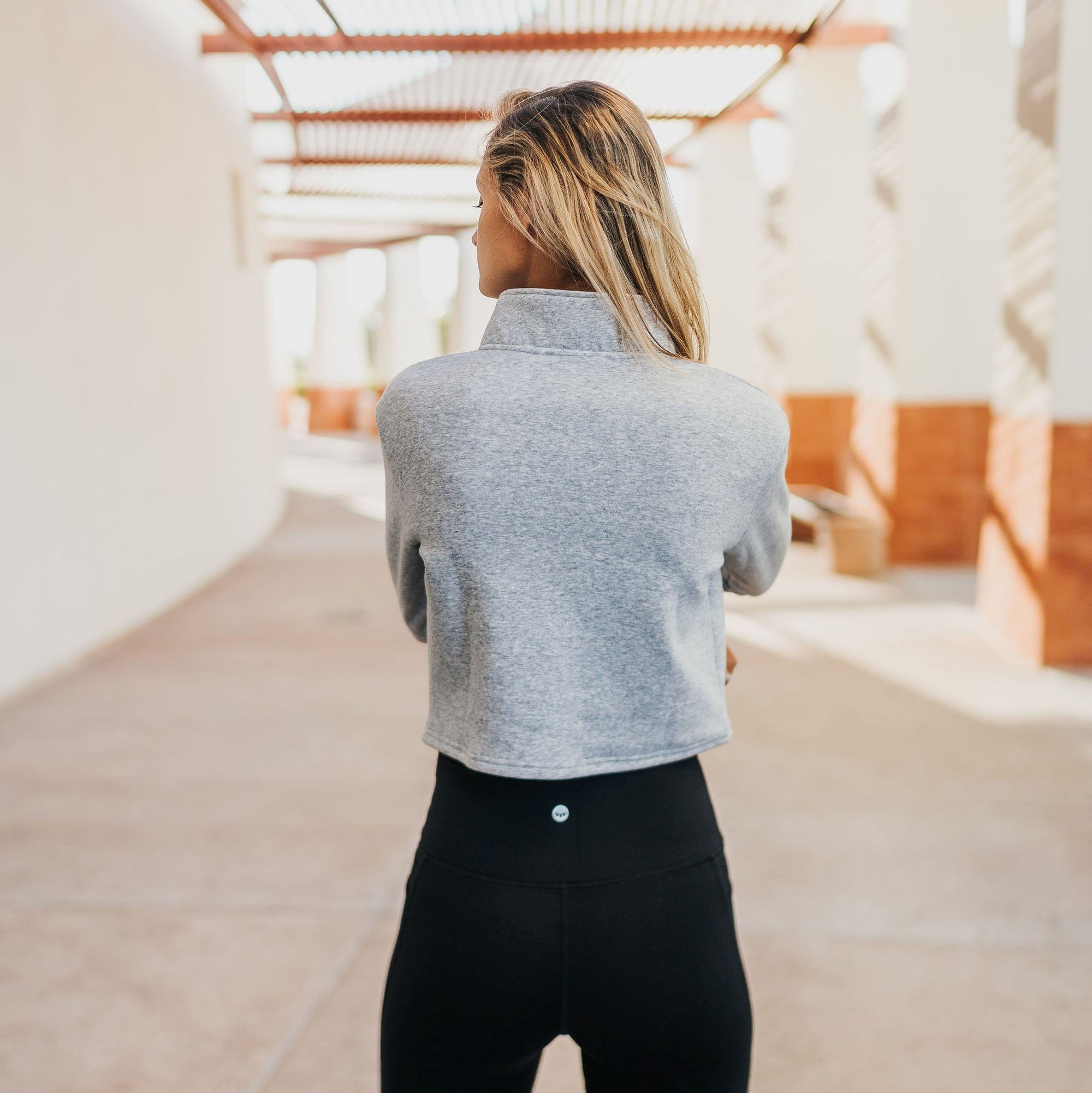 Hailey Cropped Half Zip - Gray - Senita Athletics