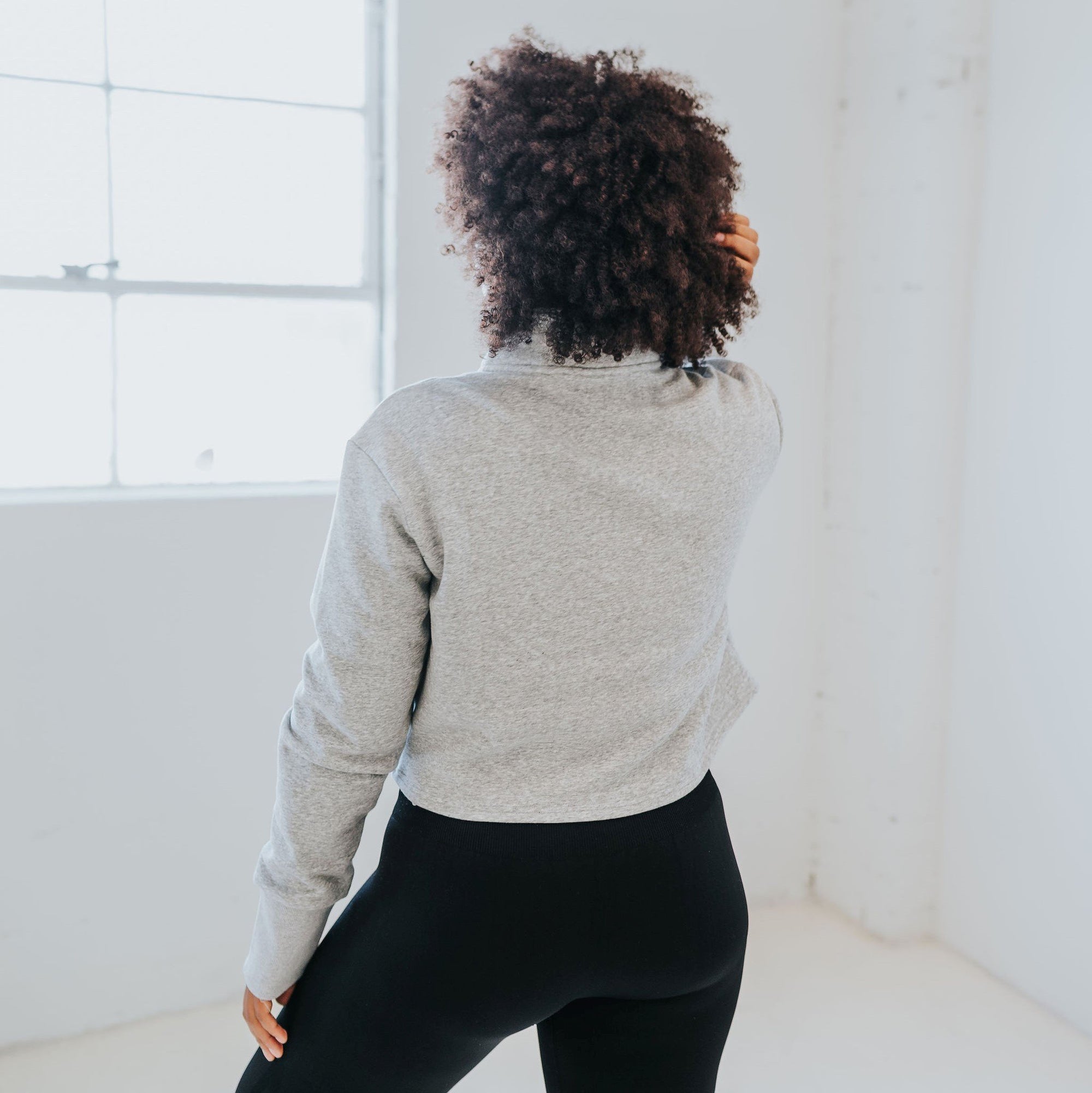 Hailey Cropped Half Zip - Gray - Senita Athletics
