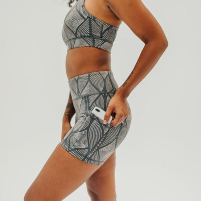 High Waisted Rio Shorts (3.75 in. inseam) - Peacock - Senita Athletics