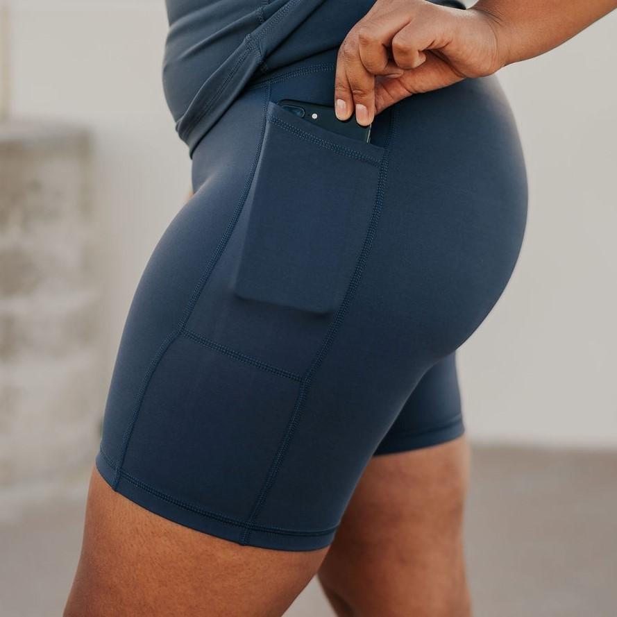 High Waisted Rio Shorts (7 in. inseam) - Light Navy - Senita Athletics