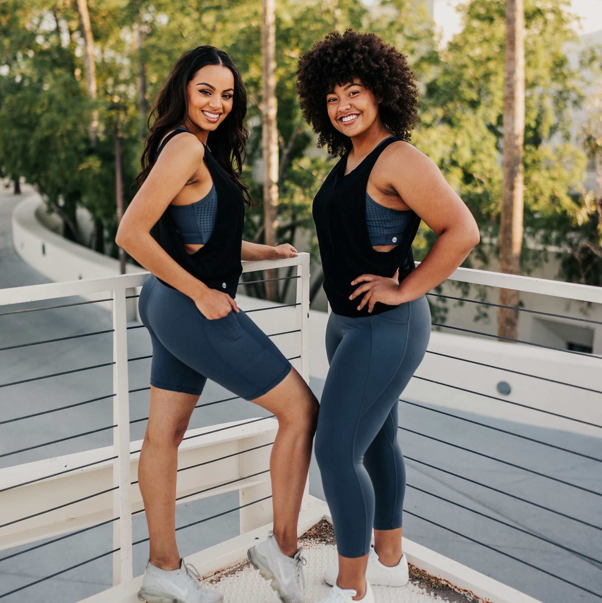 High Waisted Rio Shorts (7 in. inseam) - Light Navy - Senita Athletics