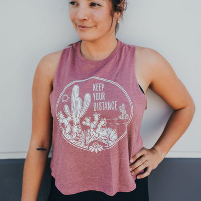 Keep Your Distance Cropped Tank - Mauvelous - Senita Athletics