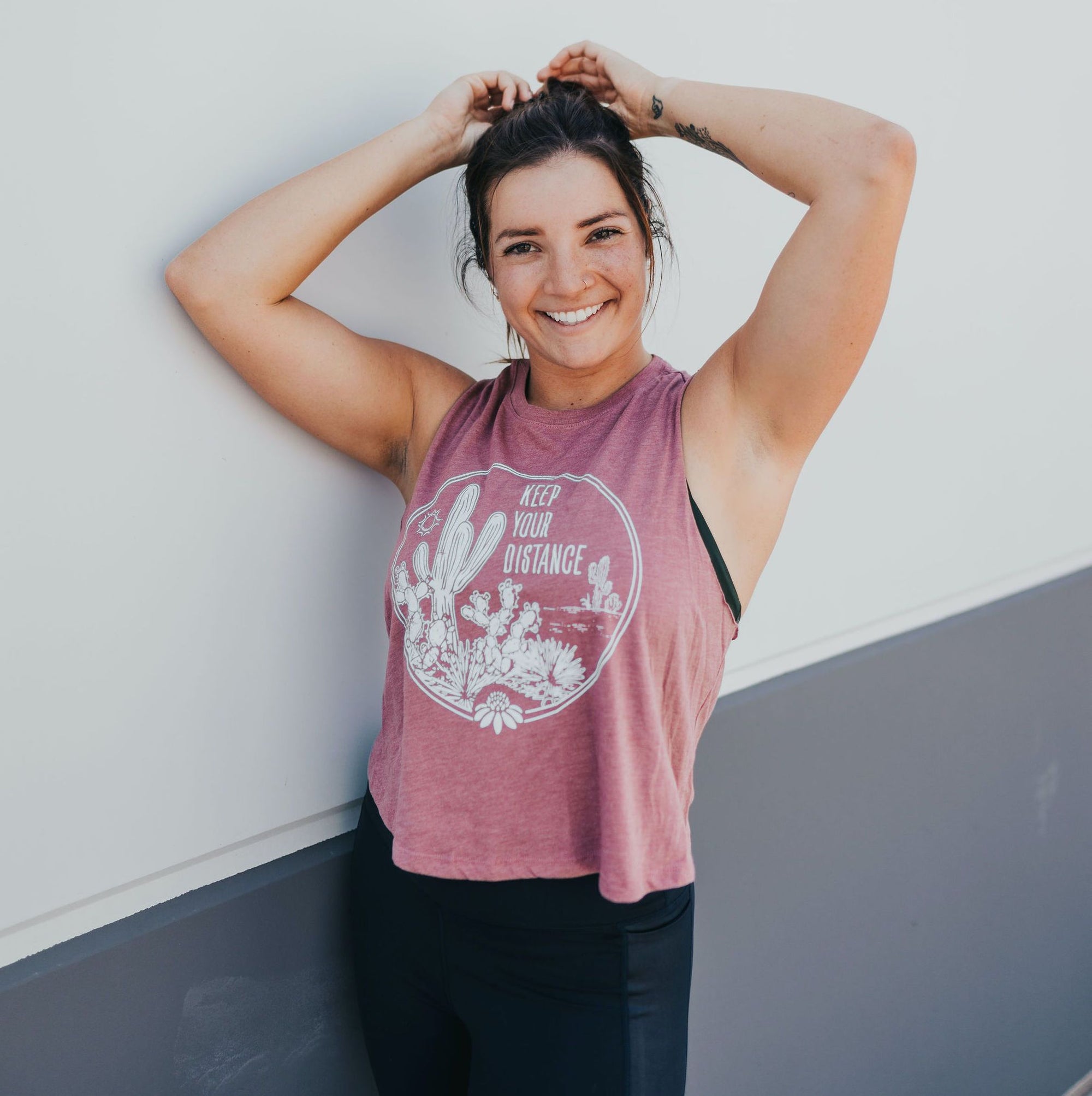 Keep Your Distance Cropped Tank - Mauvelous - Senita Athletics
