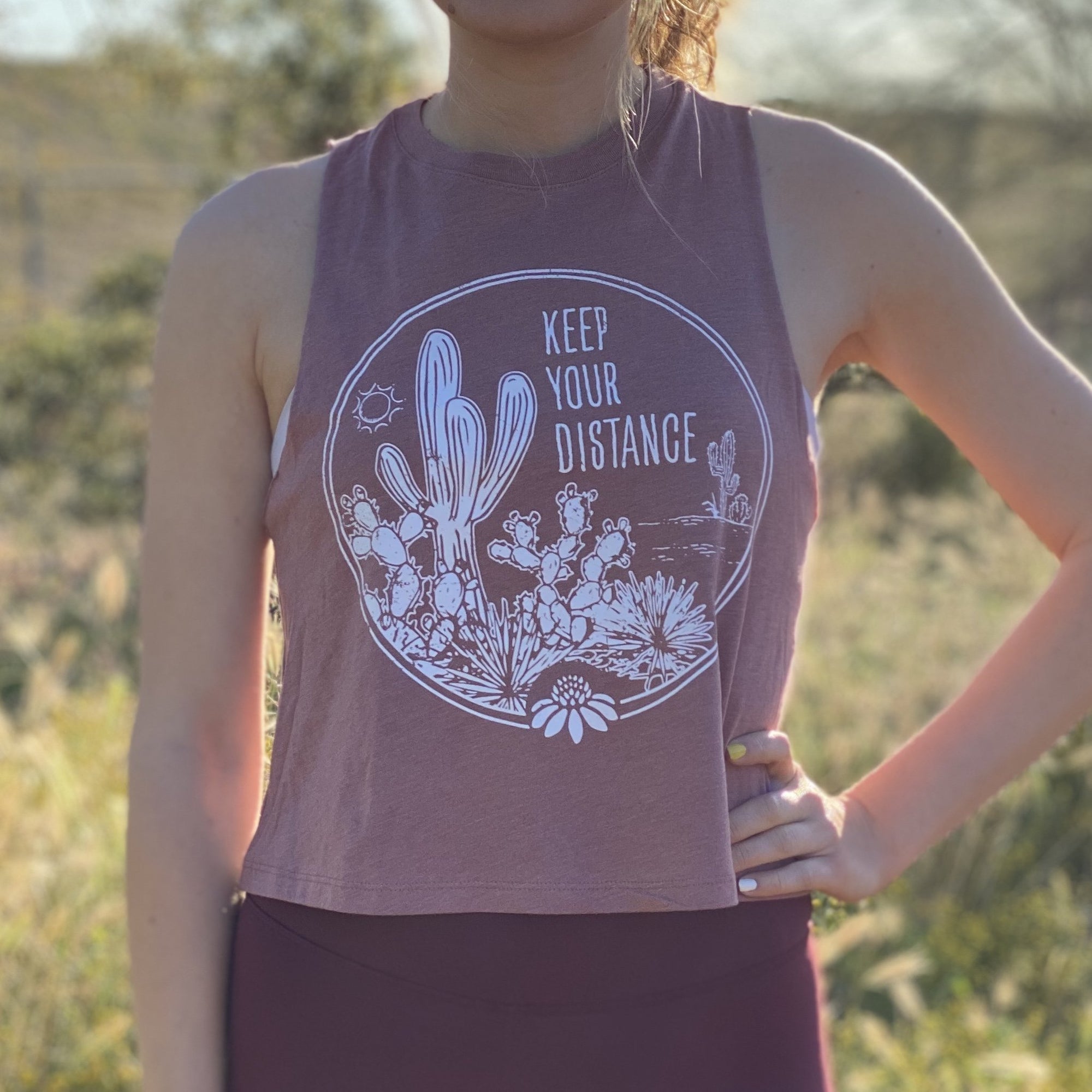 Keep Your Distance Cropped Tank - Mauvelous - Senita Athletics