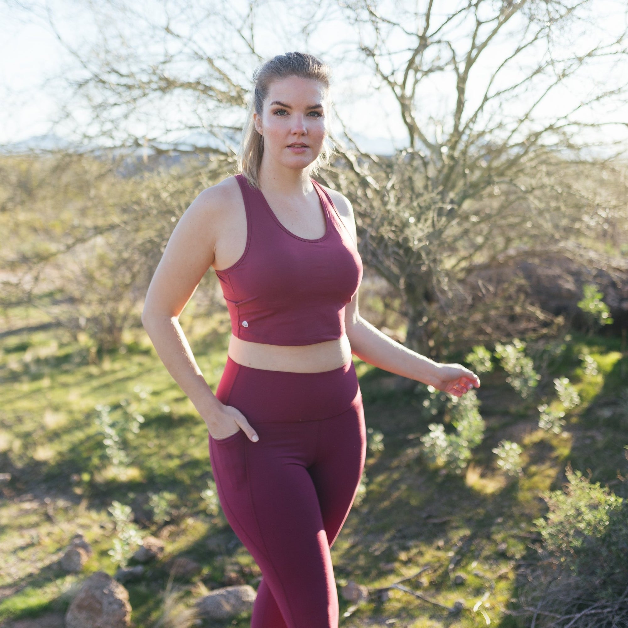 Laced Up Crop Top - Merlot - Senita Athletics