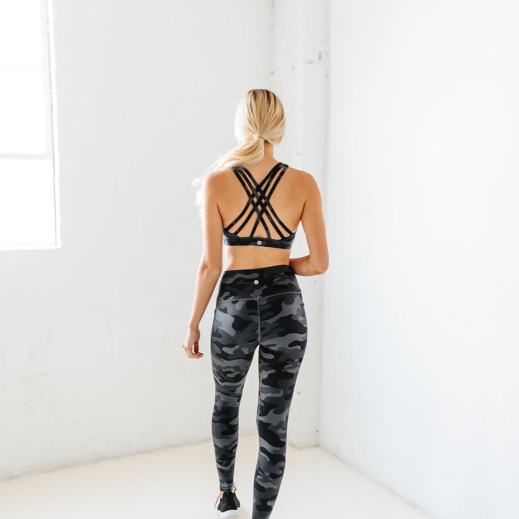 Lattice Back Sports Bra - Black Camo - Senita Athletics