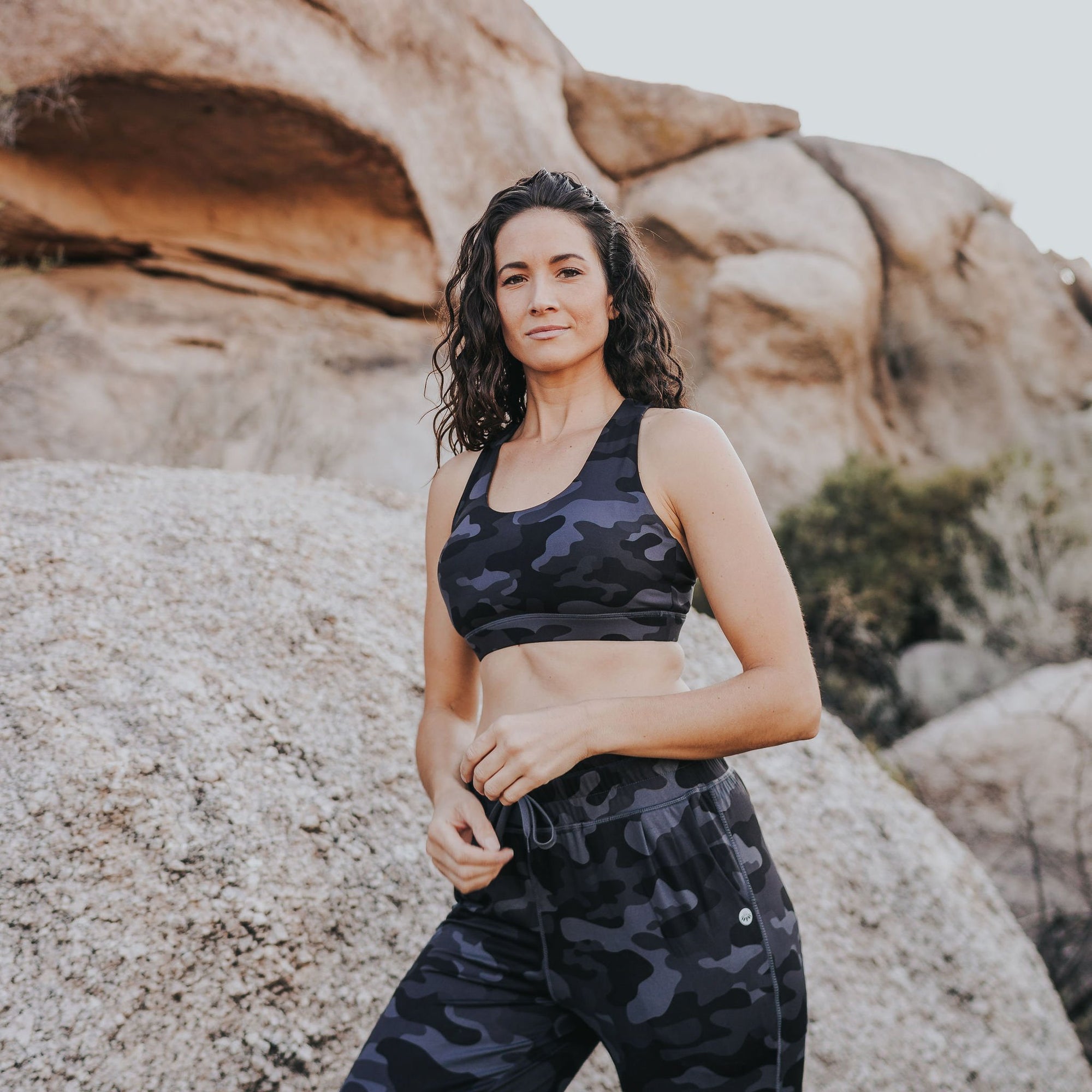 Lattice Back Sports Bra - Black Camo - Senita Athletics