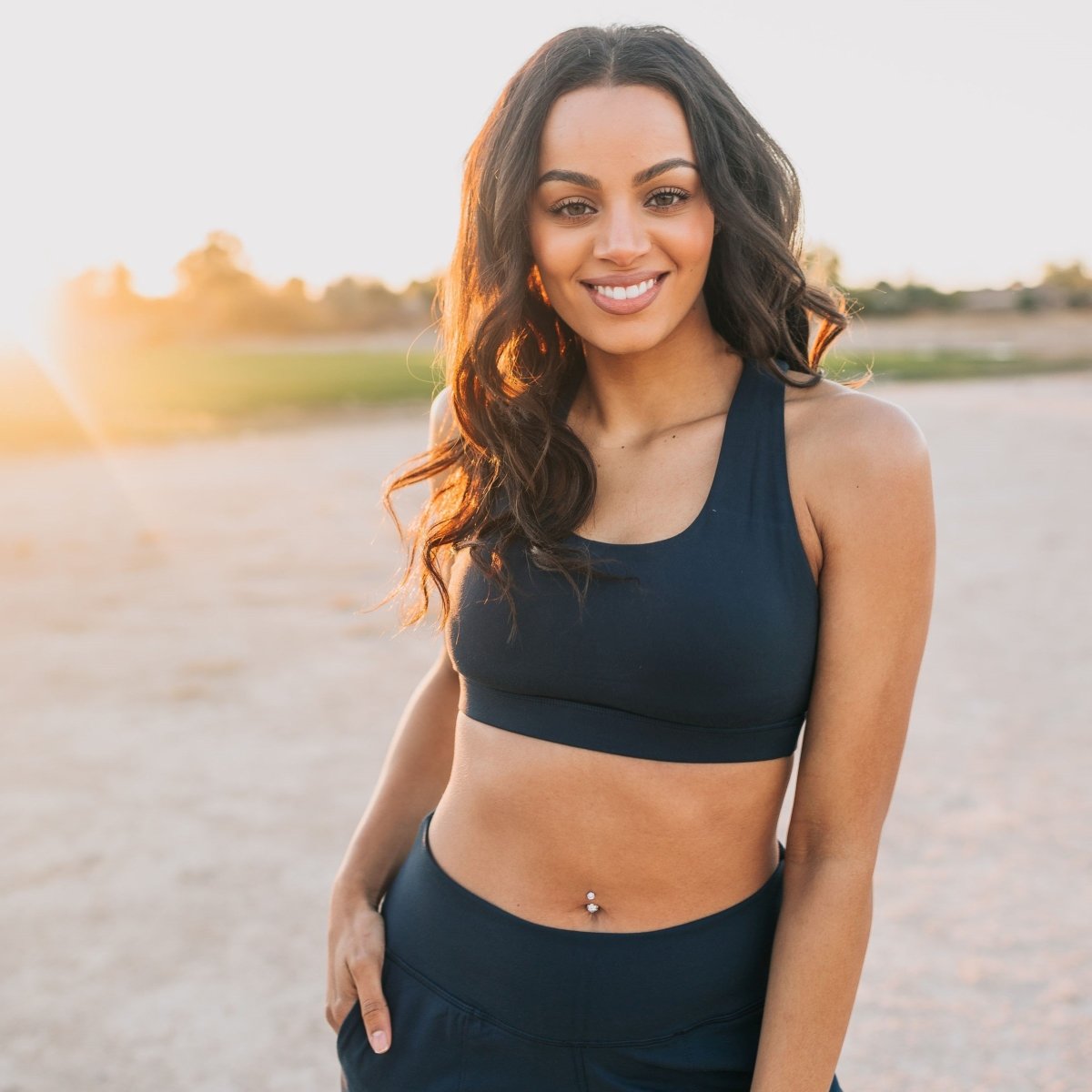 Lattice Back Sports Bra - Navy - Senita Athletics