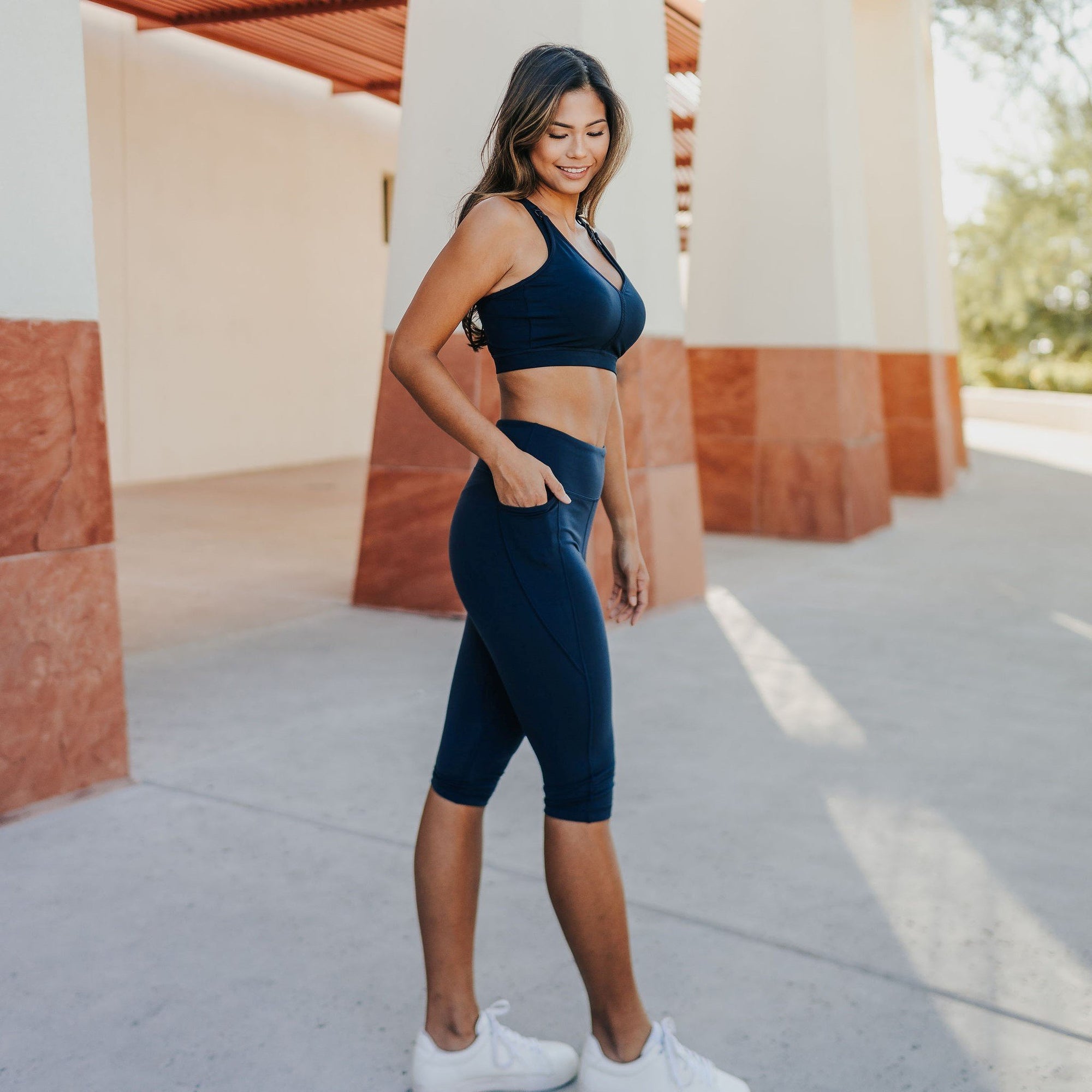 Lotus Skin Crops - Navy - Senita Athletics