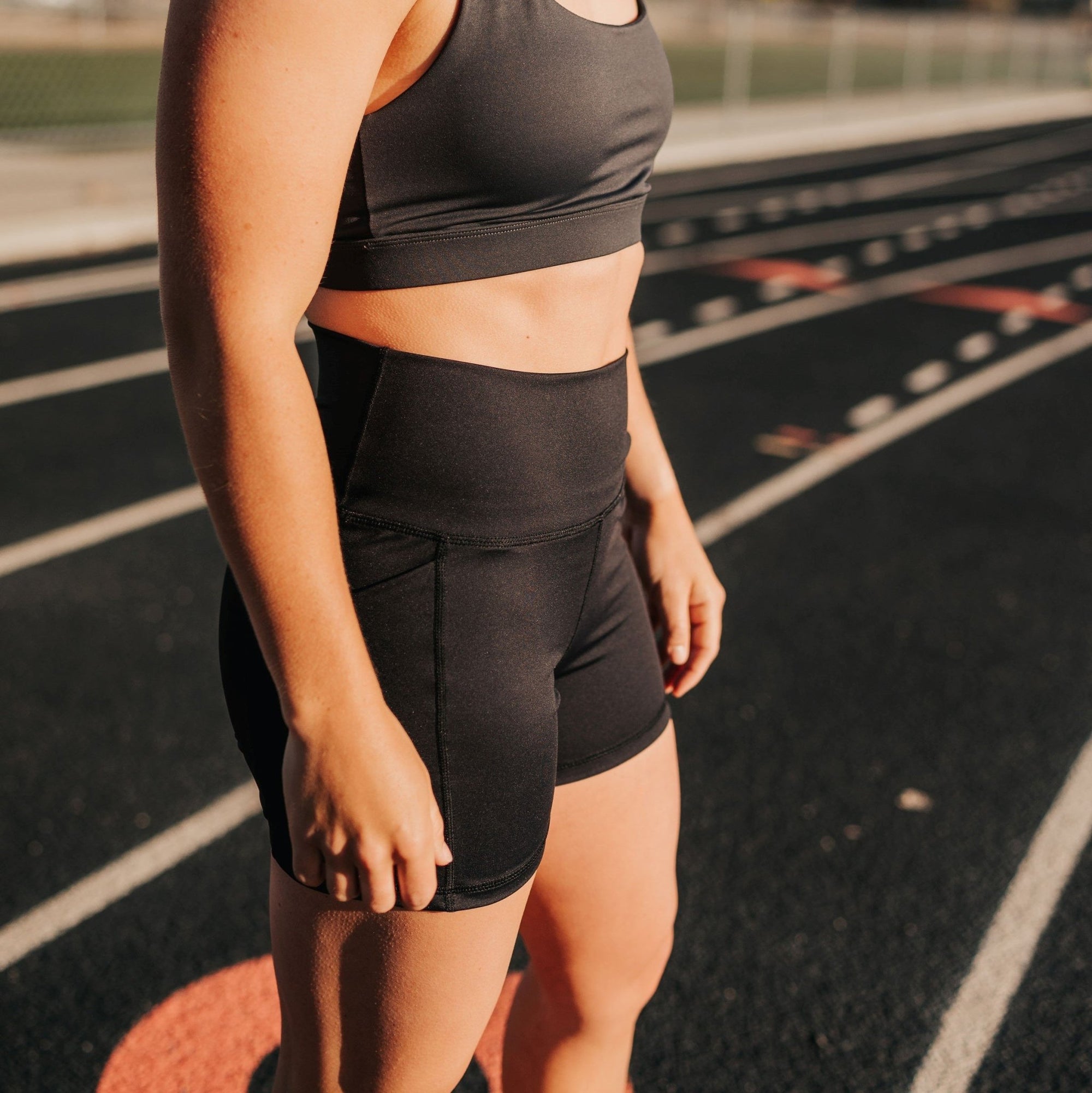 Lux High Waisted Rio Shorts (3.75 in. inseam) - Black - Senita Athletics