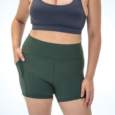 Lux High Waisted Rio Shorts (3.75 in. inseam) - Evergreen - Senita Athletics