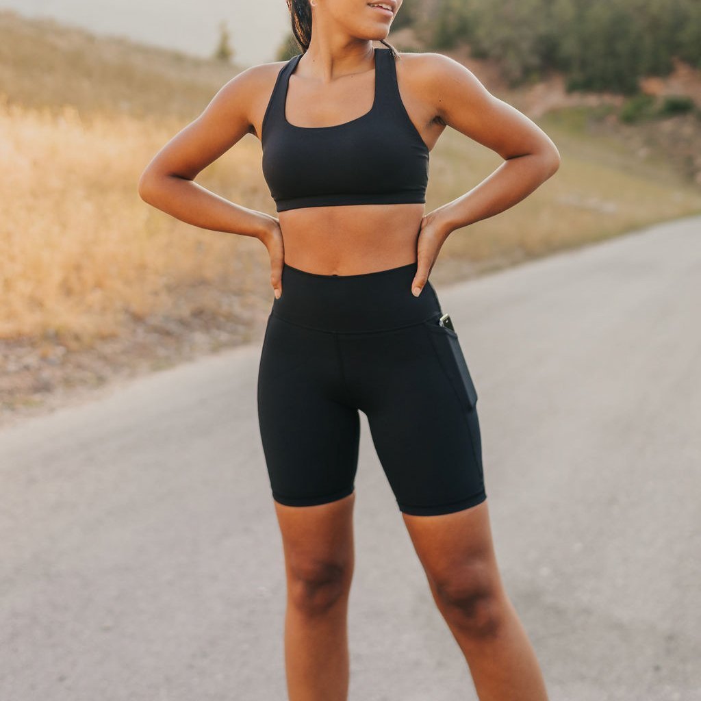 Lux High Waisted Rio Shorts (7 in. inseam) - Black - Senita Athletics