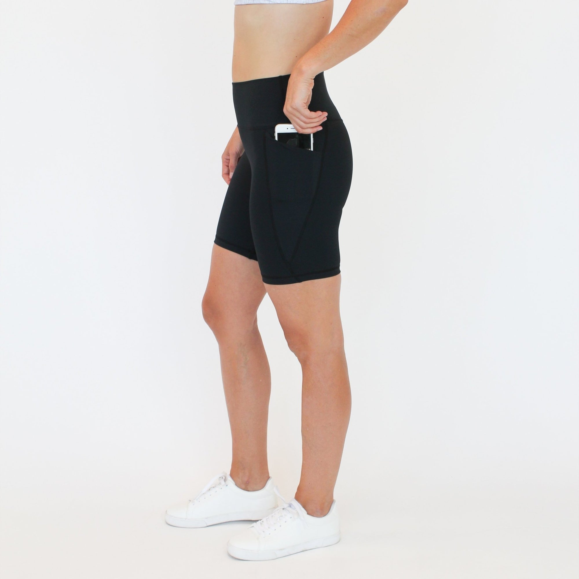 Lux High Waisted Rio Shorts (7 in. inseam) - Black - Senita Athletics