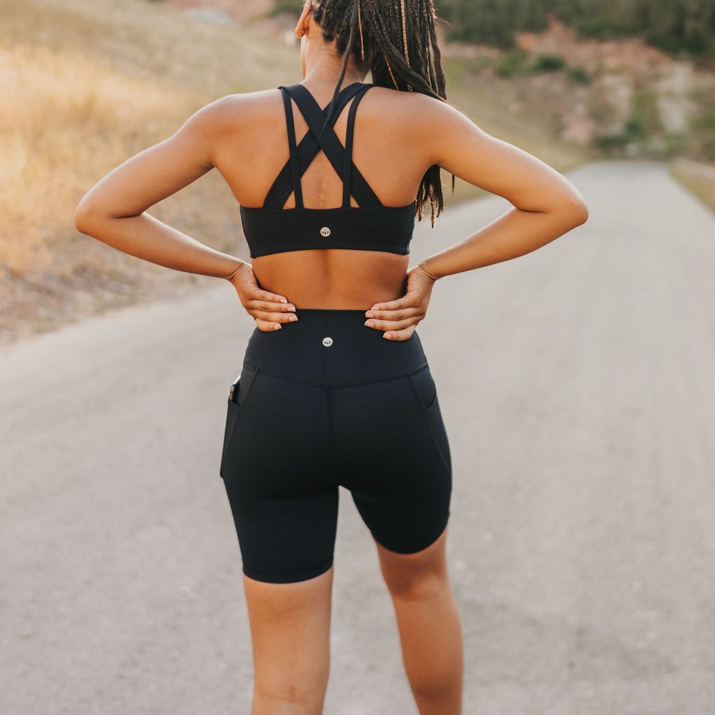 Lux High Waisted Rio Shorts (7 in. inseam) - Black - Senita Athletics