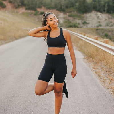 Lux High Waisted Rio Shorts (7 in. inseam) - Black - Senita Athletics