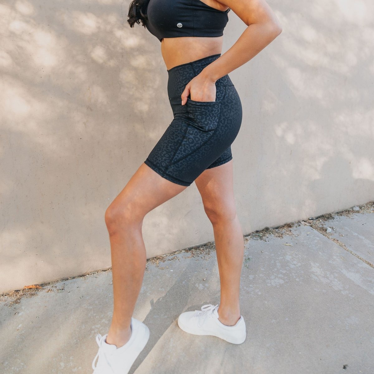 Lux High Waisted Rio Shorts (7 in. inseam) - Black Leopard - Senita Athletics