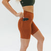 Lux High Waisted Rio Shorts (7 in. inseam) - Copper - Senita Athletics