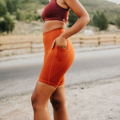 Lux High Waisted Rio Shorts (7 in. inseam) - Copper - Senita Athletics