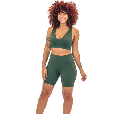 Lux High Waisted Rio Shorts (7 in. inseam) - Evergreen - Senita Athletics