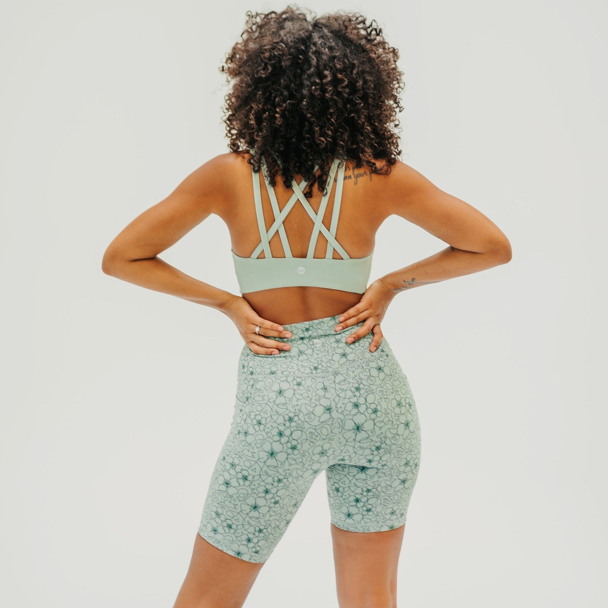 Lux High Waisted Rio Shorts (7 in. inseam) - Floral Sage - Senita Athletics