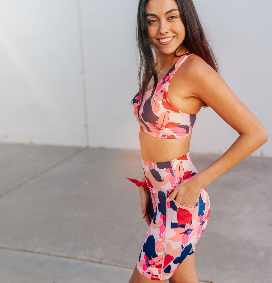 Lux High Waisted Rio Shorts (7 in. inseam) - Petals - Senita Athletics