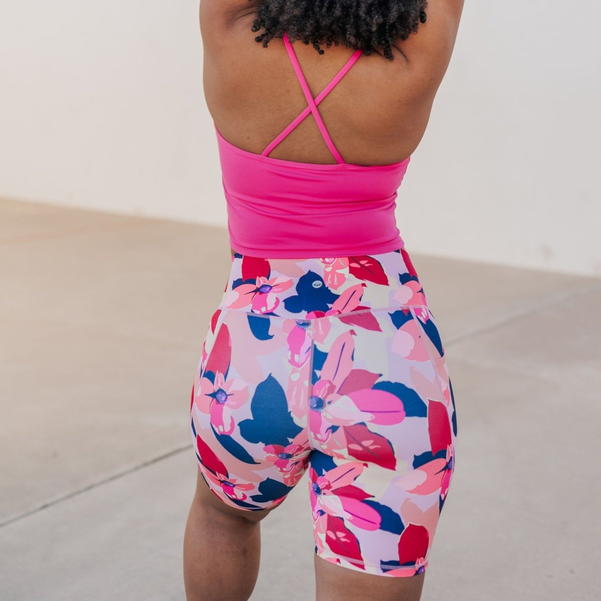 Lux High Waisted Rio Shorts (7 in. inseam) - Petals - Senita Athletics
