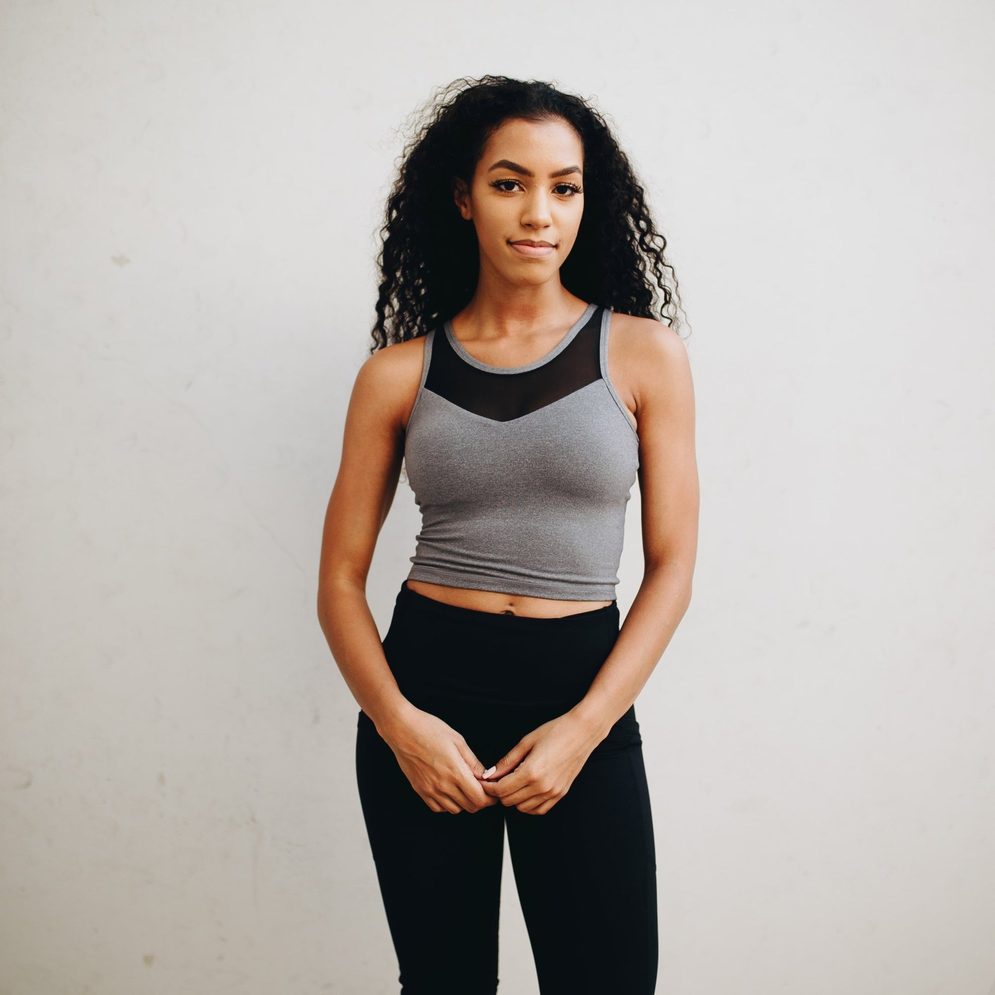 Mesh Crop Top - Gray - Senita Athletics