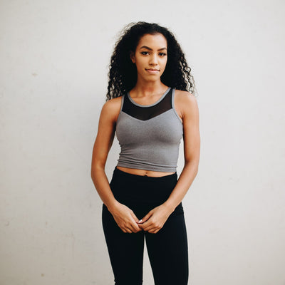 Mesh Crop Top - Gray - Senita Athletics
