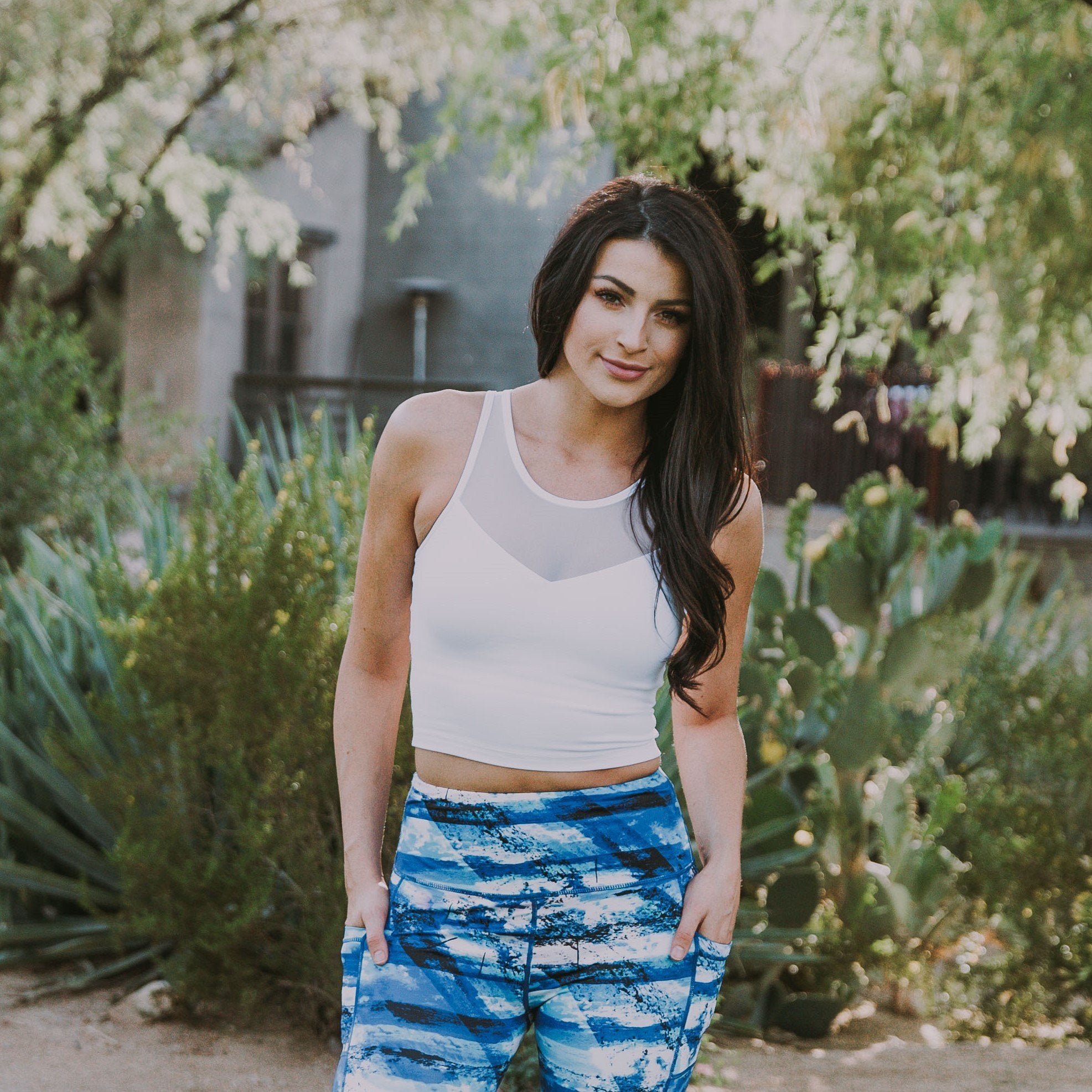 Mesh Crop Top - White - Senita Athletics