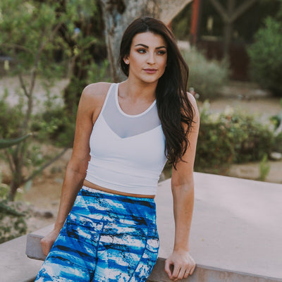 Mesh Crop Top - White - Senita Athletics