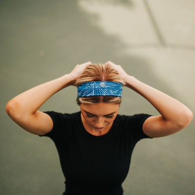 No-Slip Headband - Classic Blue Brushstroke - Senita Athletics