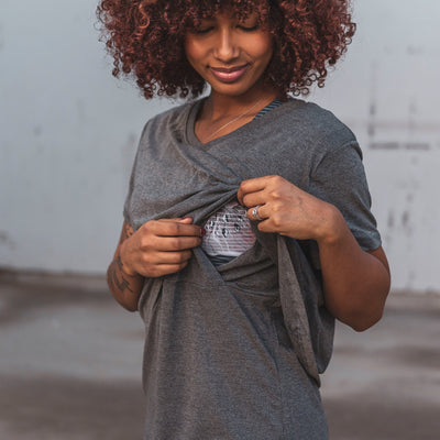 Nursing Short Sleeve Tee - Heathered Gray - Senita Athletics