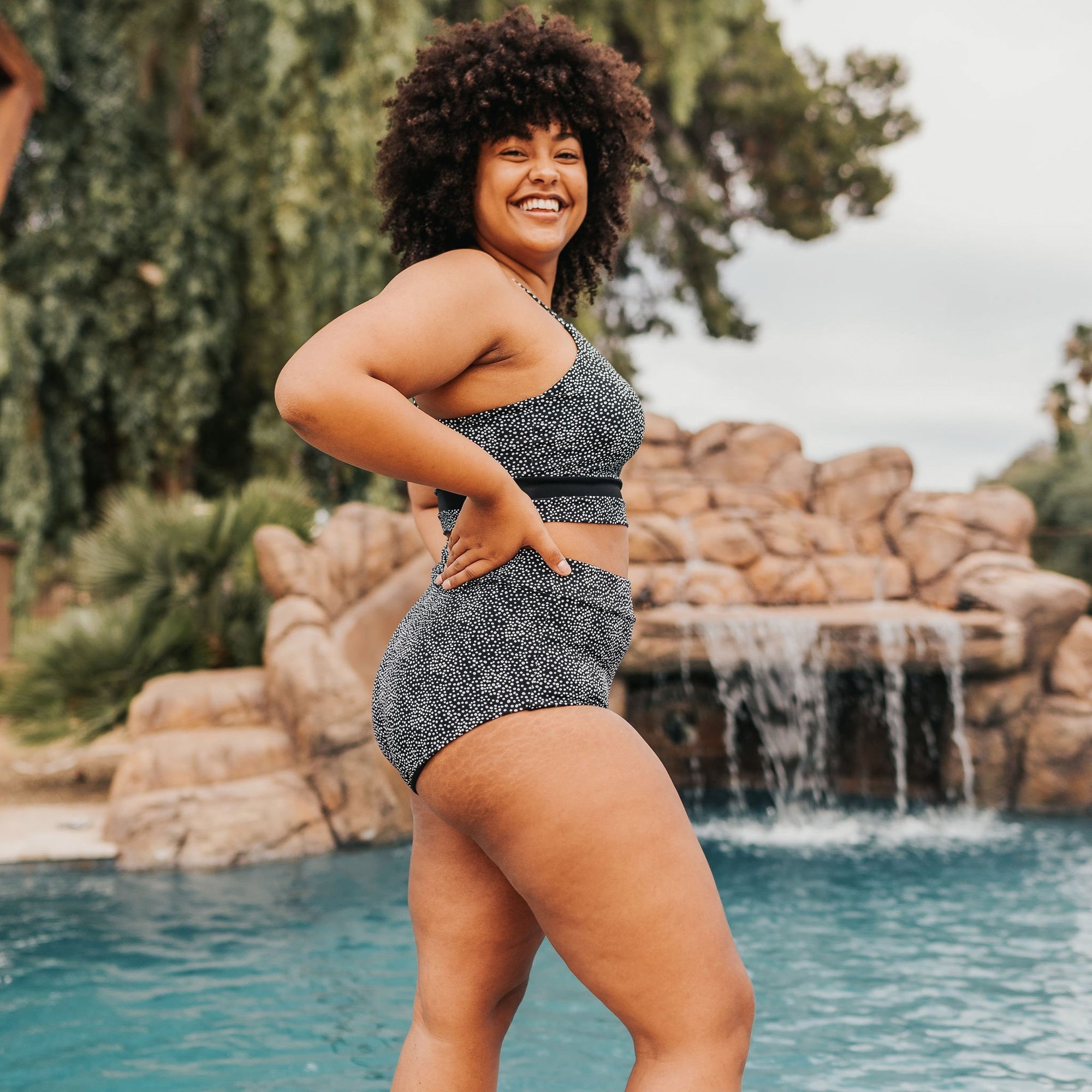 Page High Waisted Swim Bottoms - Black Dot - Senita Athletics
